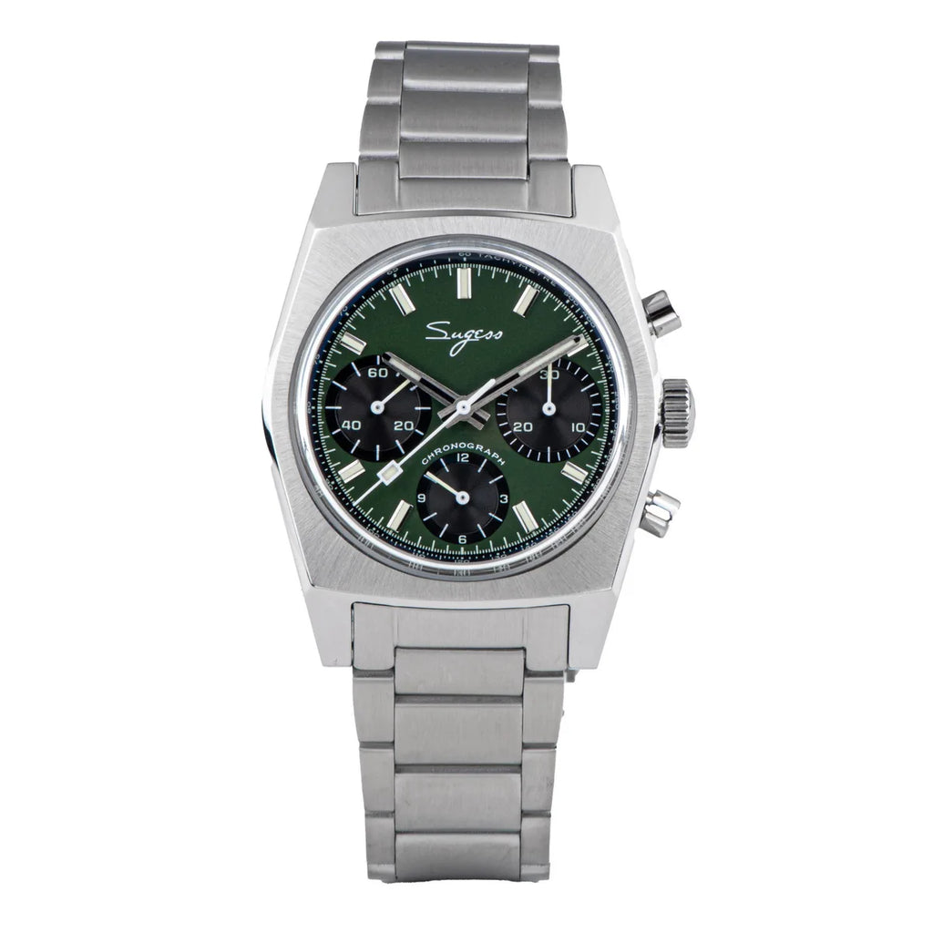 Sugess 37mm Men's Pilot Watches Original ST19 Chronograph Swanneck Mechanical Wristwatches Dome Sapphire Crystal Force Army 2024
