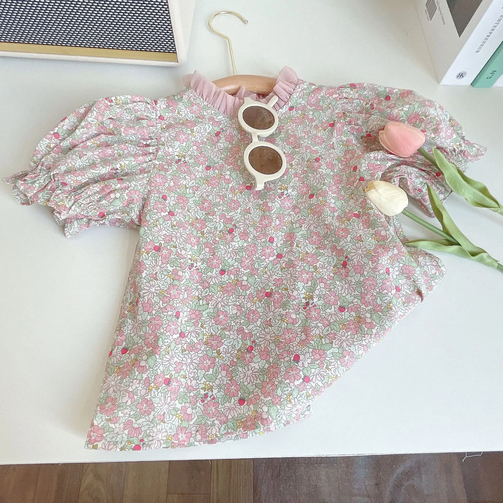 Girls Clothing Sets 2023 Summer New Girls' Cute Blossom Top+Strap Half Skirt Set Pastoral Princess Style Children Girls Clothes