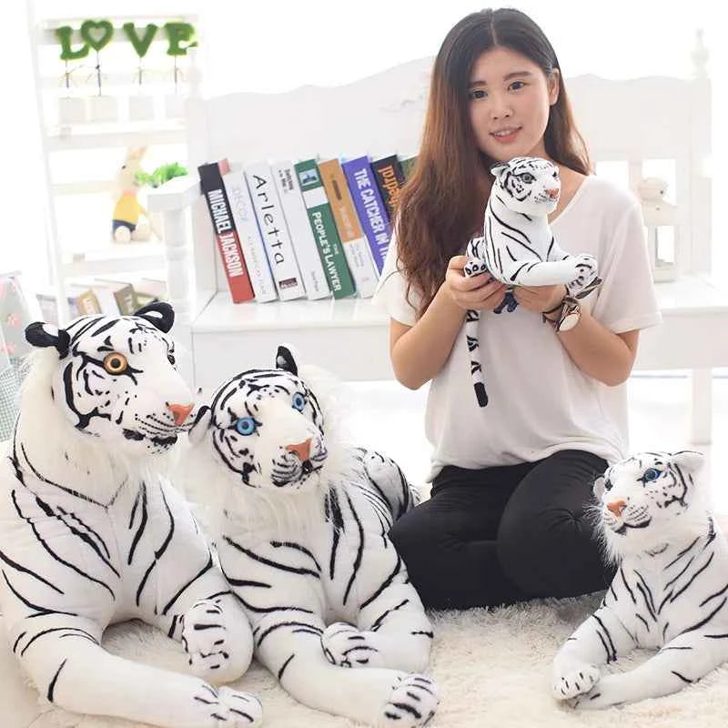 30-120cm Cute White Tigers Plush Toys Simulation Tigers Stuffed Dolls Baby Pillow Plush Kid Toys Gift
