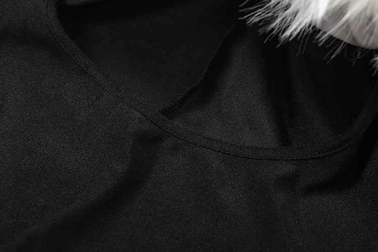 Weird Puss Furry Slash Neck Jumpsuits Woman Luxury Hipster Patchwork Trend Sexy Hollow Stretch Fitness Club Activity Overalls
