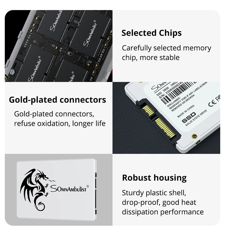 SomnAmbulist SSD 2.5 64GB 128GB 256GB 512GB for Laptop Desktop Solid State Drive Sata3 120GB 240GB 480GB