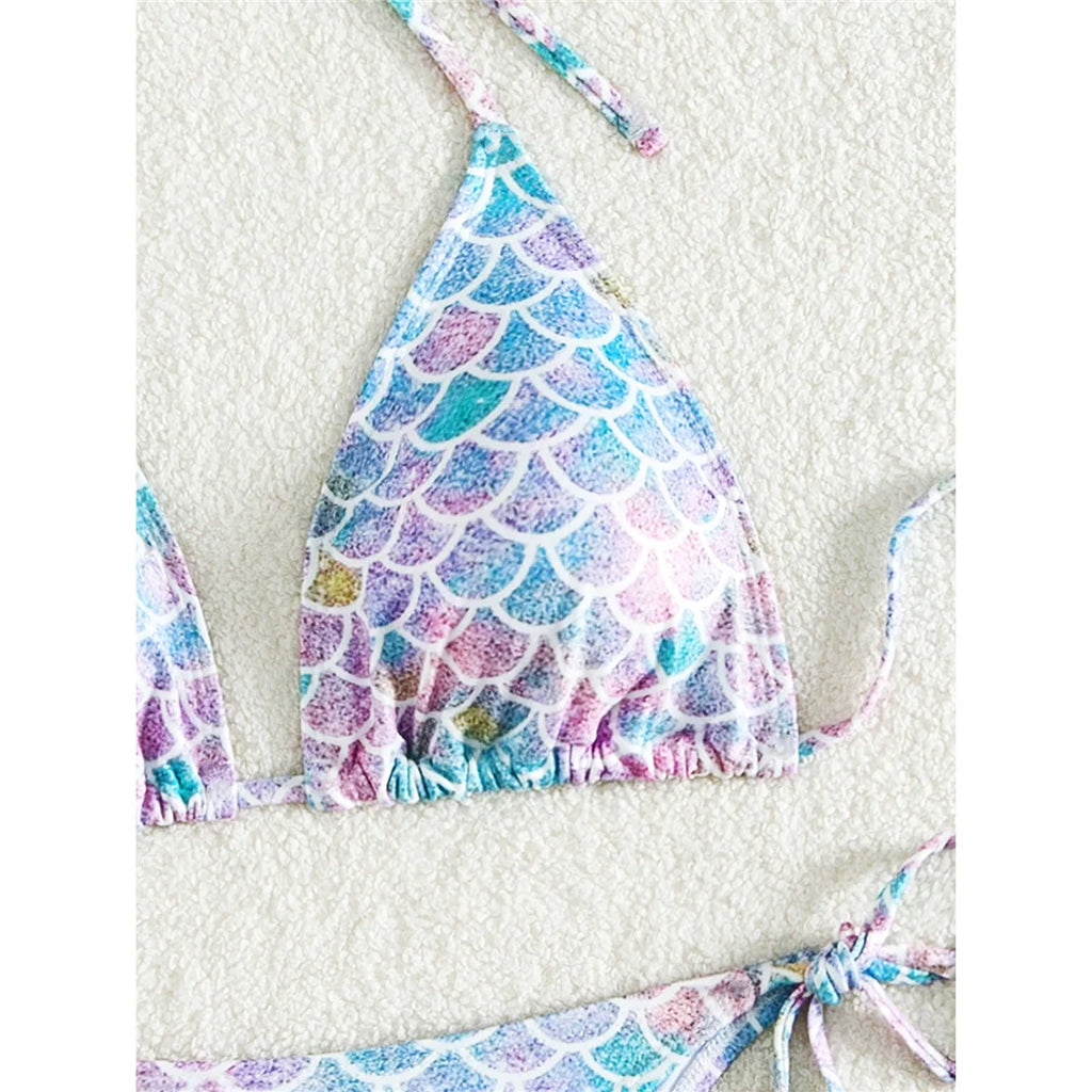 XS - L Printed Halter High Leg Cut Bikini Women Swimwear Female Swimsuit Two-pieces Bikini set Bather Bathing Suit Swim K5302