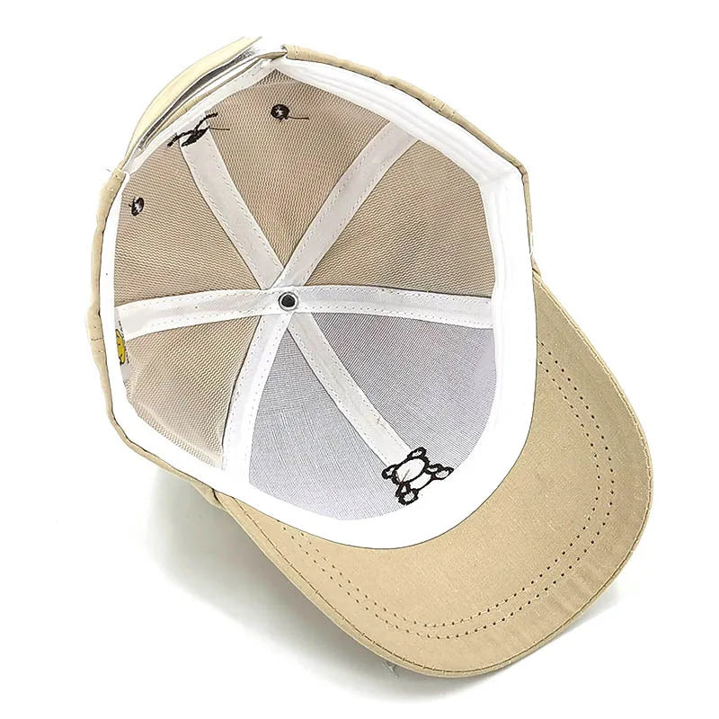 Cartoon Bear Baby Baseball Cap Cute Solid Color Toddler Sun Hat with Ears Summer Adjustable Kids Boy Girl Peaked Cap