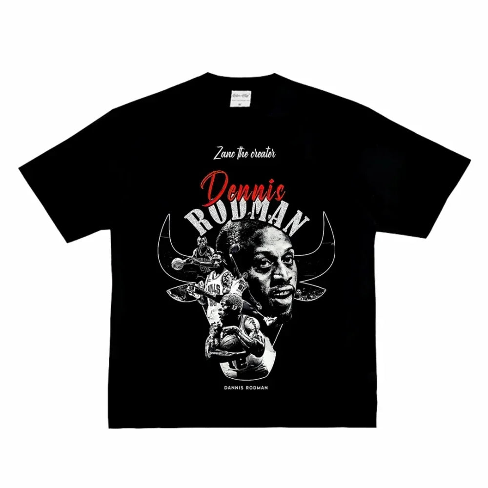 Fashion Men Women T-shirt Rodman American Street Big Head Crew Neck Short Sleeve Cotton T-Shirt Loose Street Wear Tops Clothing