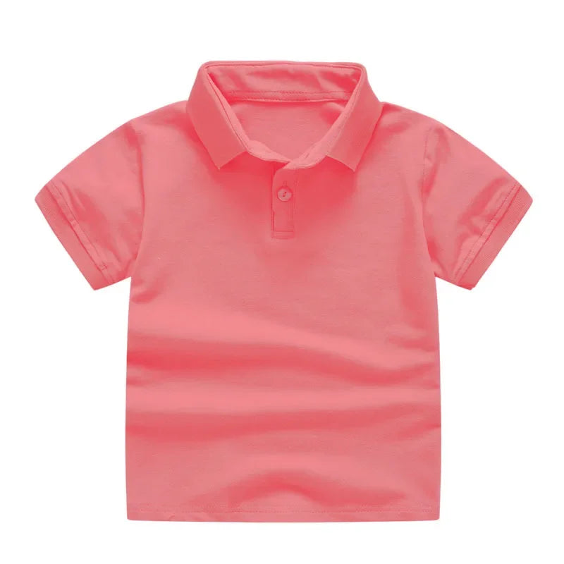 Summer Baby Boys Short Sleeve Solid Polo T-shirt Kids Cotton Clothes Toddler Girls Classical Polos T Shirt Tops School Uniform