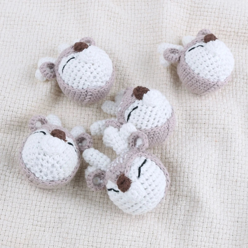 Crochet Animal Baby Pacifier Clip Accessories Handmade Knitted Bunny Teether Beads Newborn Nipple Clip Dummy Soother Holder Toy