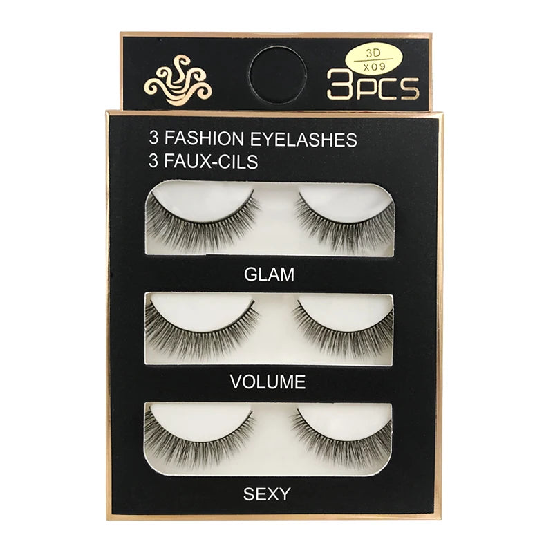 SHIDISHANGPIN 3 pairs 27 styles 3D Faux Mink Hair Soft False Eyelashes Fluffy Wispy Thick Fake Lash Handmade Eyelash Eye Makeup