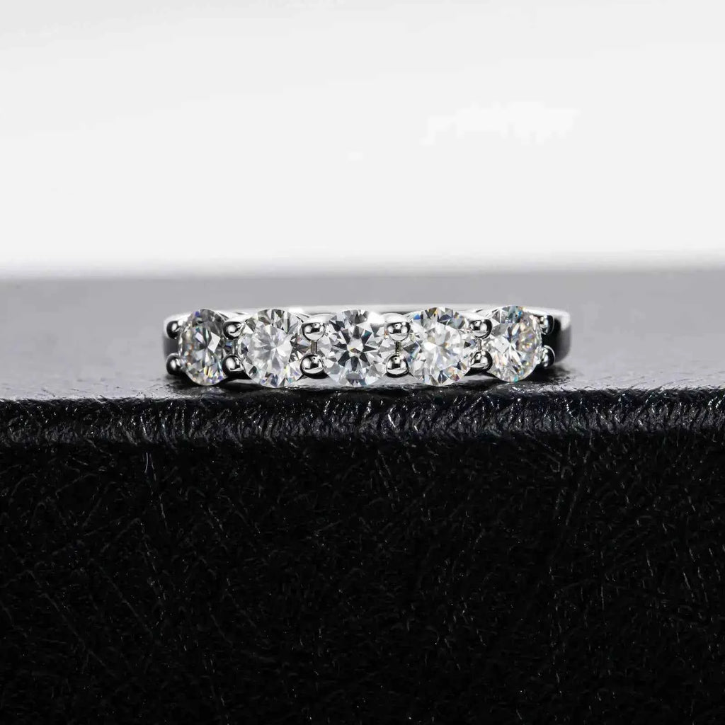 SG White Gold D Color 4mm Moissanite Ring For Women 925 Silver 1.5CT Stone Match Dia Wedding Band Bride S Sterling Sier