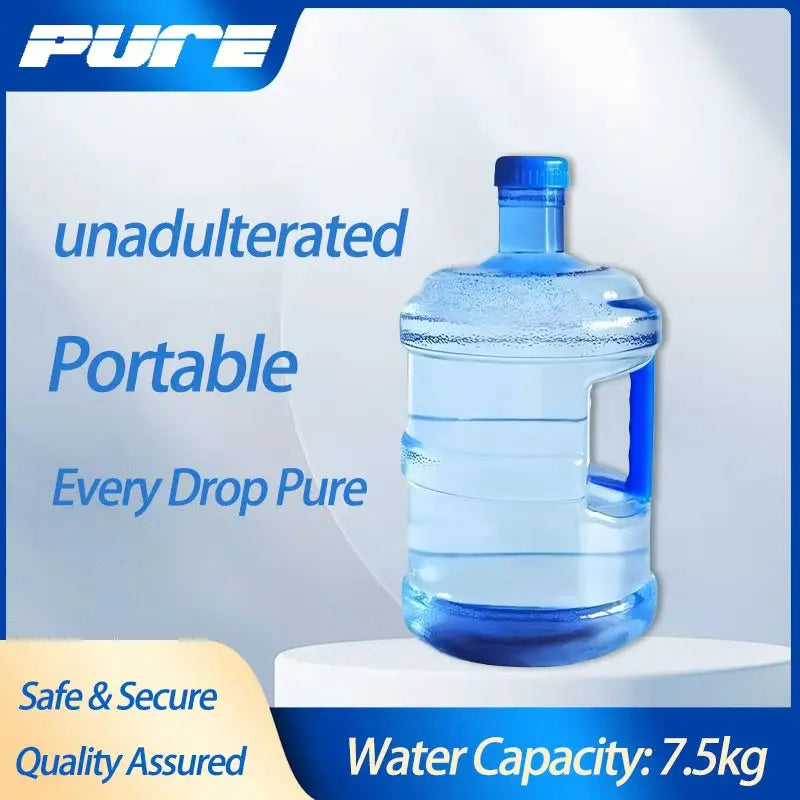 7.5L Water Bottle with Cap, Food Grade Blue Transparent Plastic, for Water Dispenser, Home/Office Use