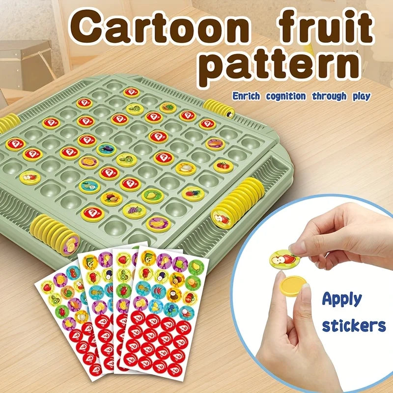 Kids' Educational Fruit Flip Memory Board Game - Creative Puzzle,2-4 Player Cooperative Strategy & Logic Training