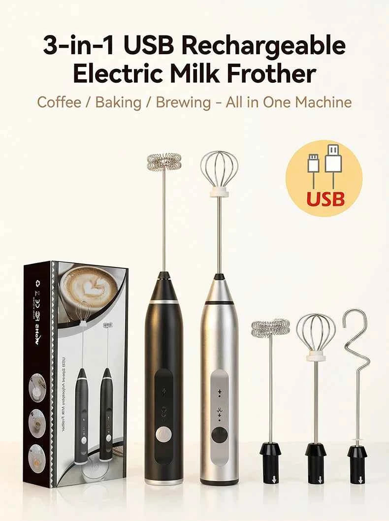 Portable Electric Milk Frothers Handheld Blender USB Mini Coffee Maker Whisk Mixer Cappuccino Cream Egg Beater Food Blender