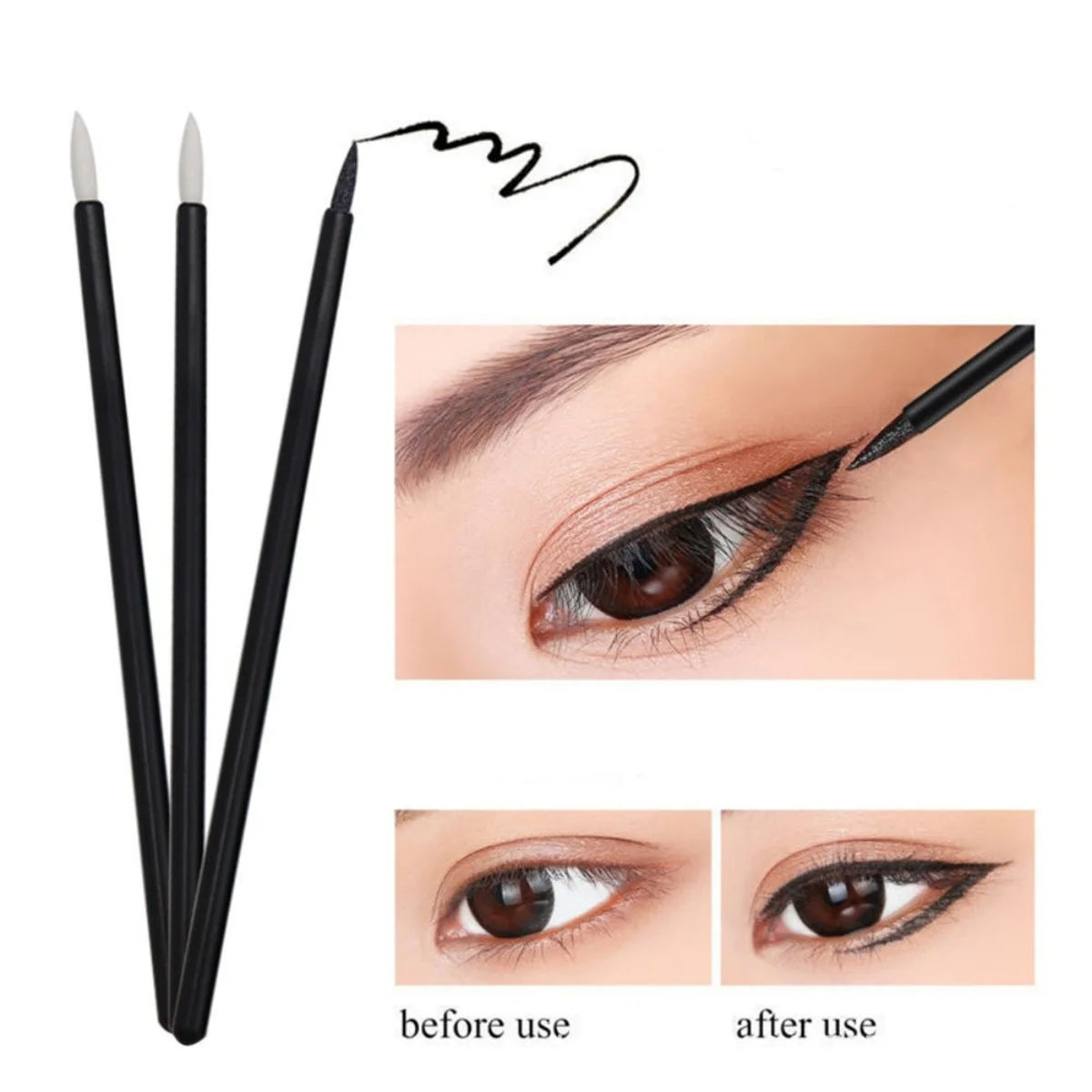 50PCS Eyeliner Lip Brush Lip Line White and Yellow Makeup Tools