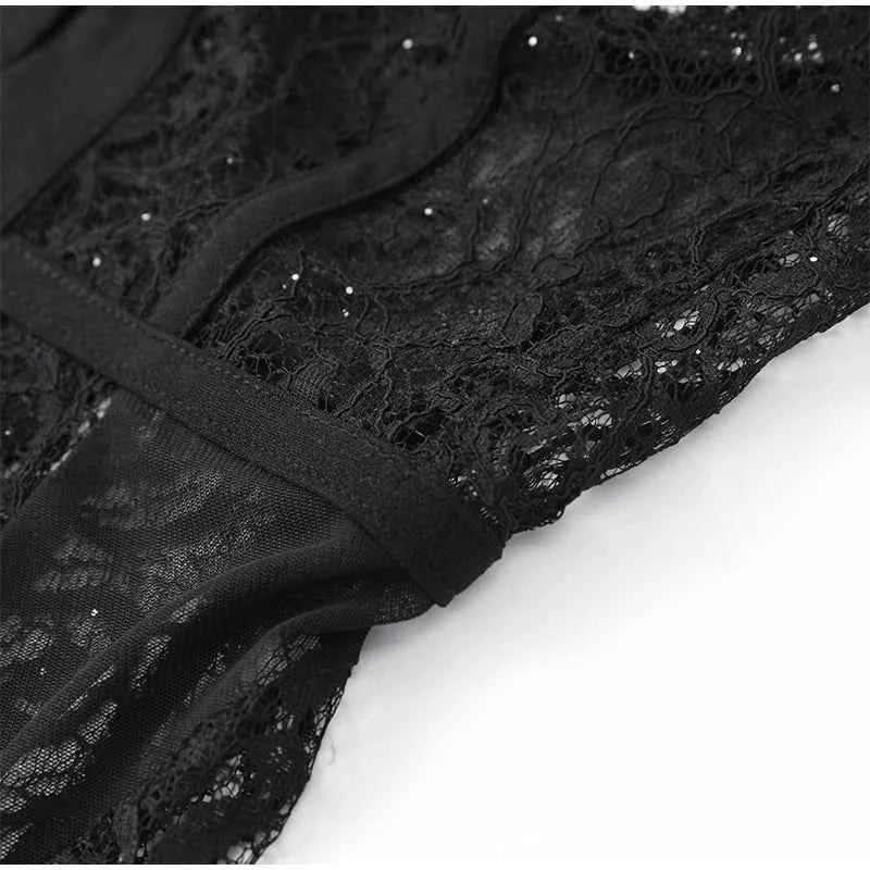 Sexy Women Black Lace Corset Vest Fashion See Through Hollow Out Strapless Top Chic Autumn 2025 New Party Lady High Street Vests