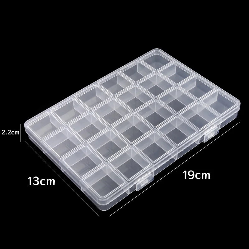 24grids Plastic Storage Box Divide Jewelry Organizer Multifunctional Pills Beads Container Perfect for Earrings Rings Necklaces