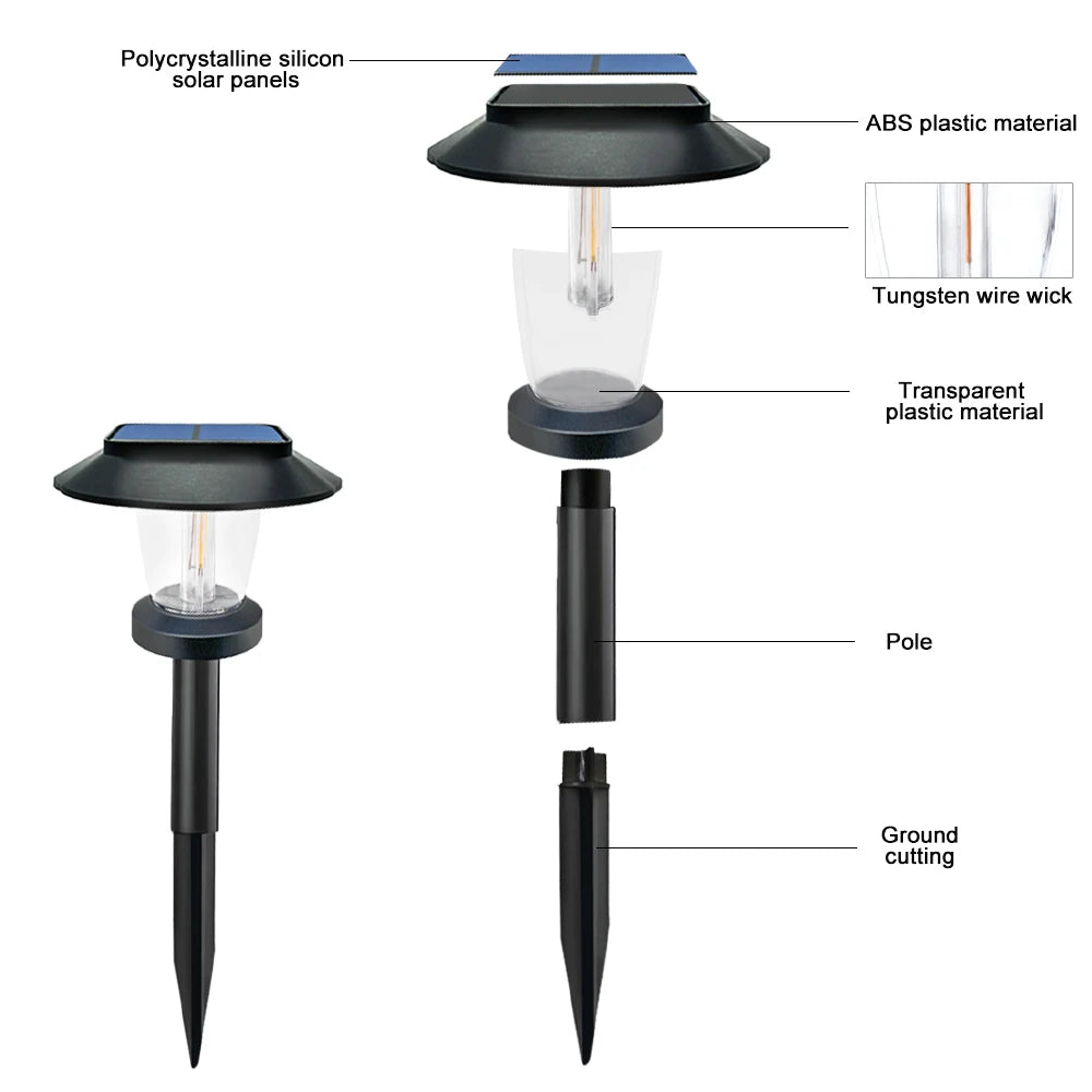LED Bright Solar Landscape Pathway Lighting Outdoor Waterproof 3 Modes Solar Garden Lights for Yard Path Walkway Lawn Decoration
