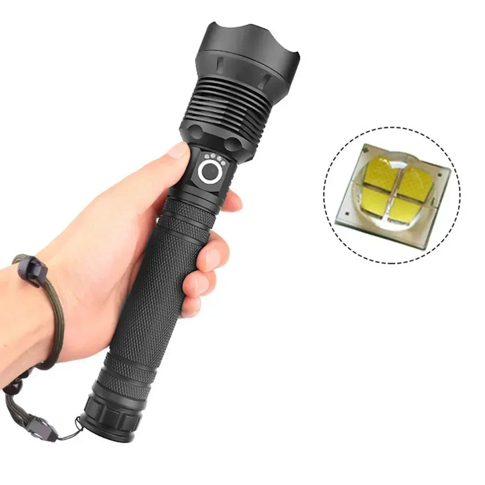 Rechargeable LED Flashlights 90000 Lumens Super Bright Zoomable Waterproof Flashlight with 3 Modes Powerful for Camping Hiking