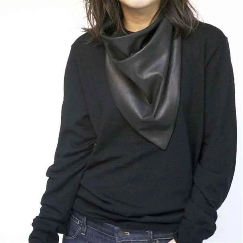 Womens Warm Long Shawl Winter Wraps Large Scarves Faux Leather Scarf Bandana Head Cover Kerchief