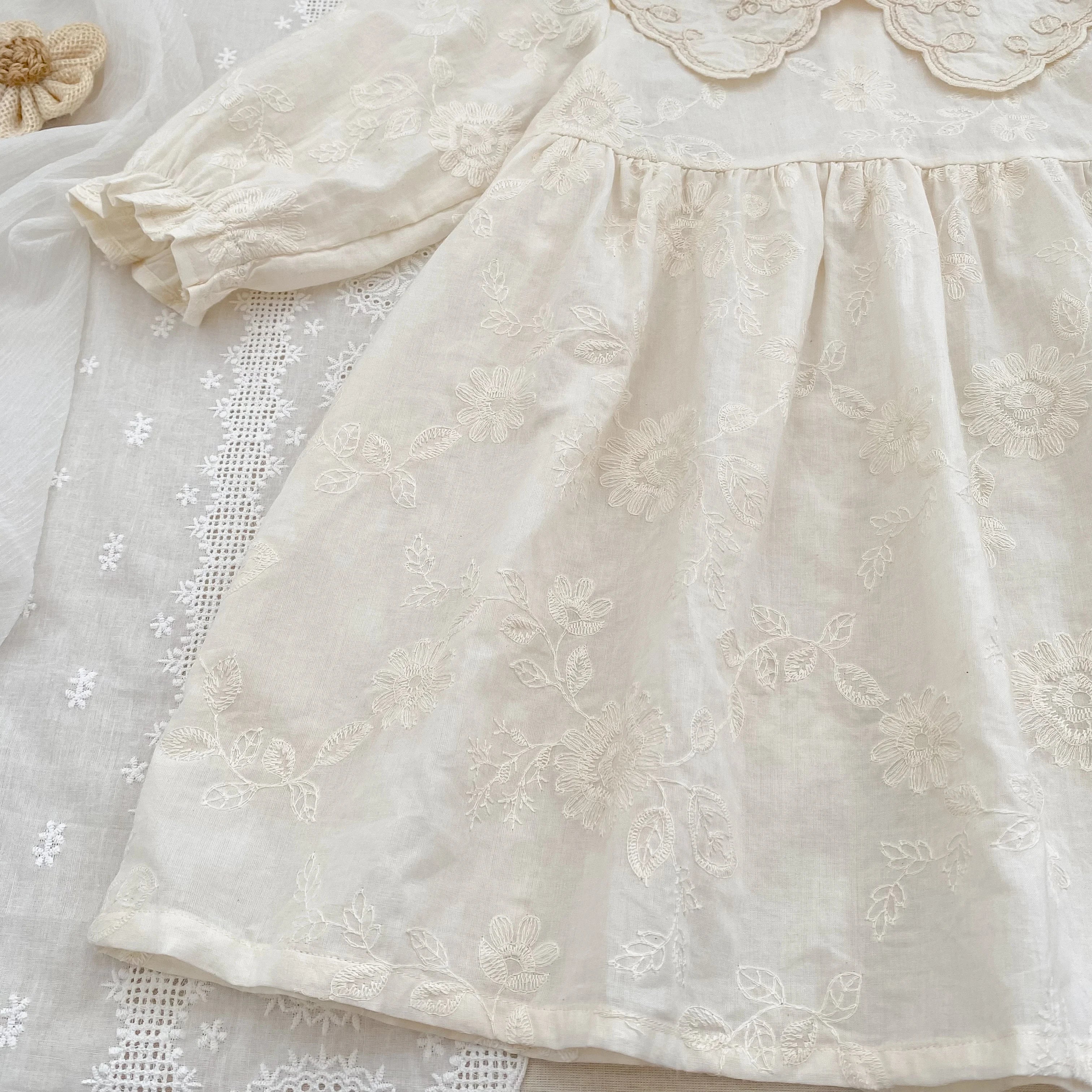 Autumn Baby Bodysuit Sisters Dress Flower Embroidery Dress Infant Girls Toddler Outfit  Baby Girls Rompers Family Sister Dress