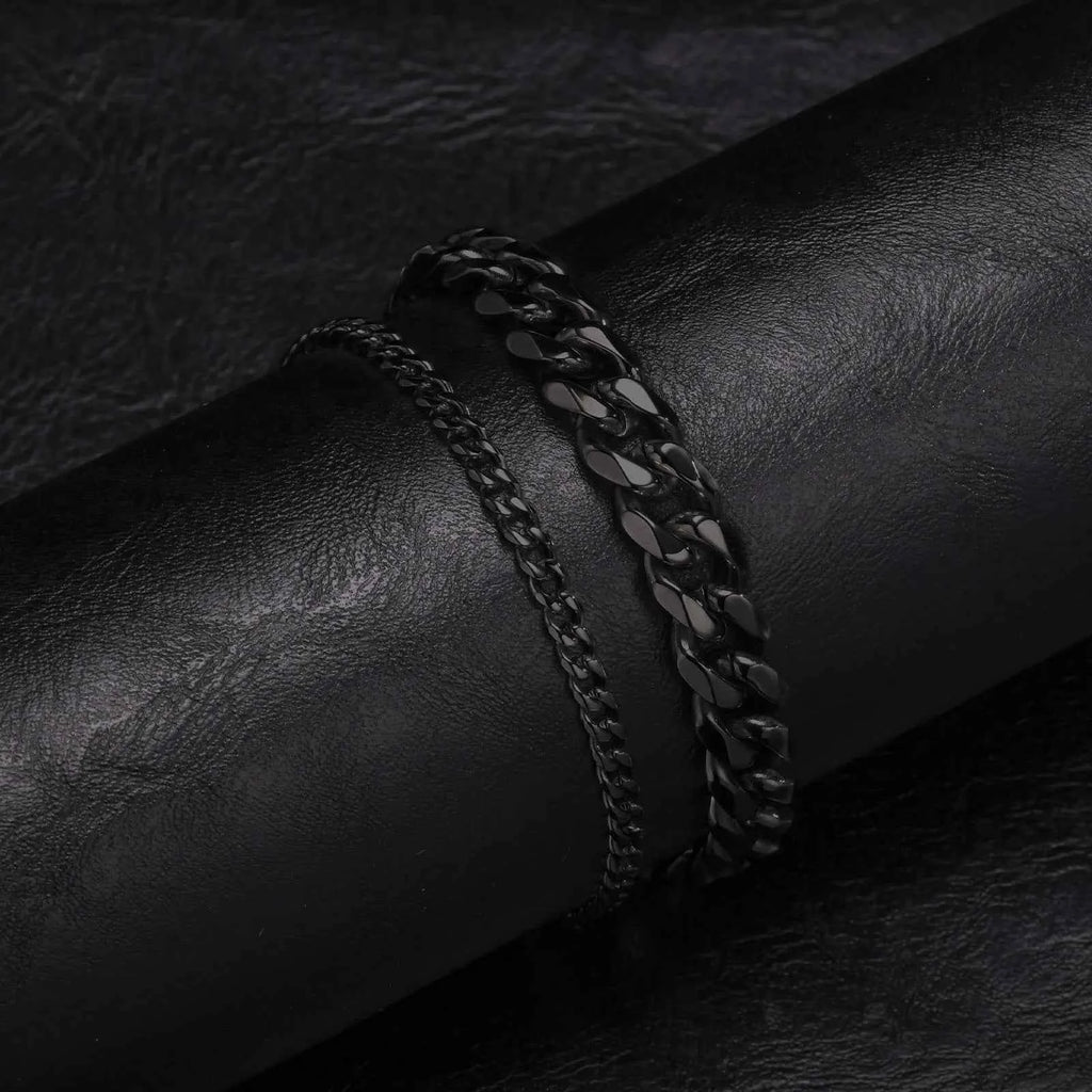 2pcs Men's Chain Bracelets,Stainless Steel Silver Gold Black Color Twist Rope Chain Wristband,Trendy Cuban Link Chains Gift