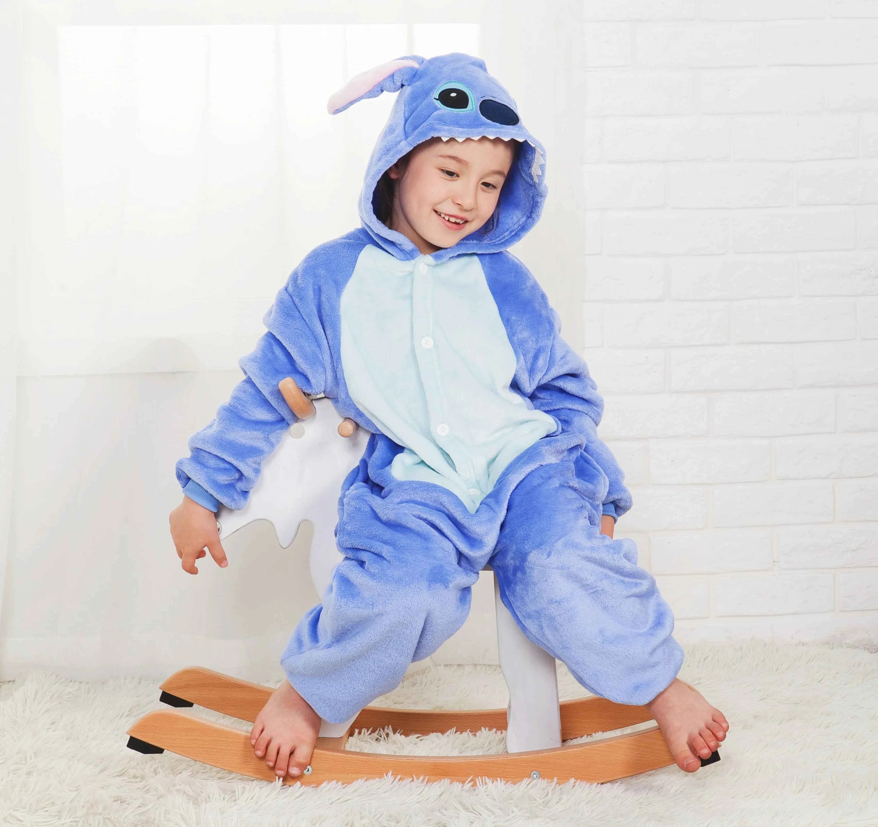 Kigurumi Stitch Cartoon Onesies Kids Children Animal Pajamas Jumpsuits Girls Boys Anime Cosplay Costumes For Christmas Halloween