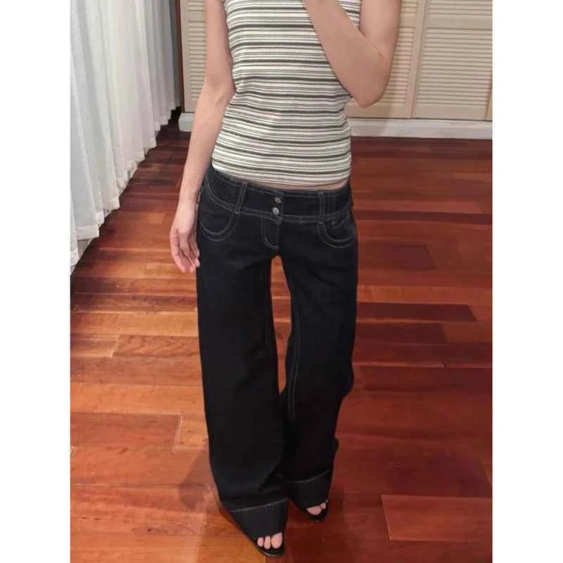 Women Blue Y2k Baggy Straight Jeans Harajuku Vintage Boyfriend Denim Trousers Japanese 2000s Style Jeans Pants Oversize Clothes