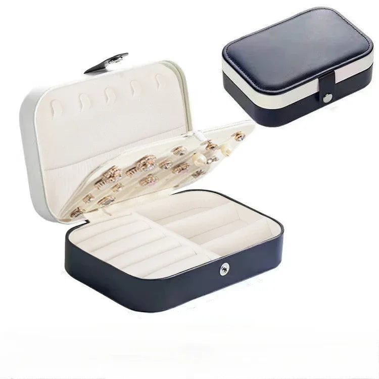 Portable Jewelry Box Jewelry Organizer Display Travel Jewelry Case Boxes Button Leather Storage Zipper Jewelers Joyero