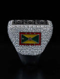 Flag Inlay Pavé Ring Crystal Accent Band Statement Jewelry for Party Gift