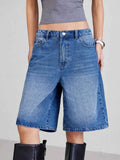 American Retro Style Five-Piece Denim Shorts for Women - Summer Spring 2025 Collection - High-Waisted  Loose-Fitting  Slimming