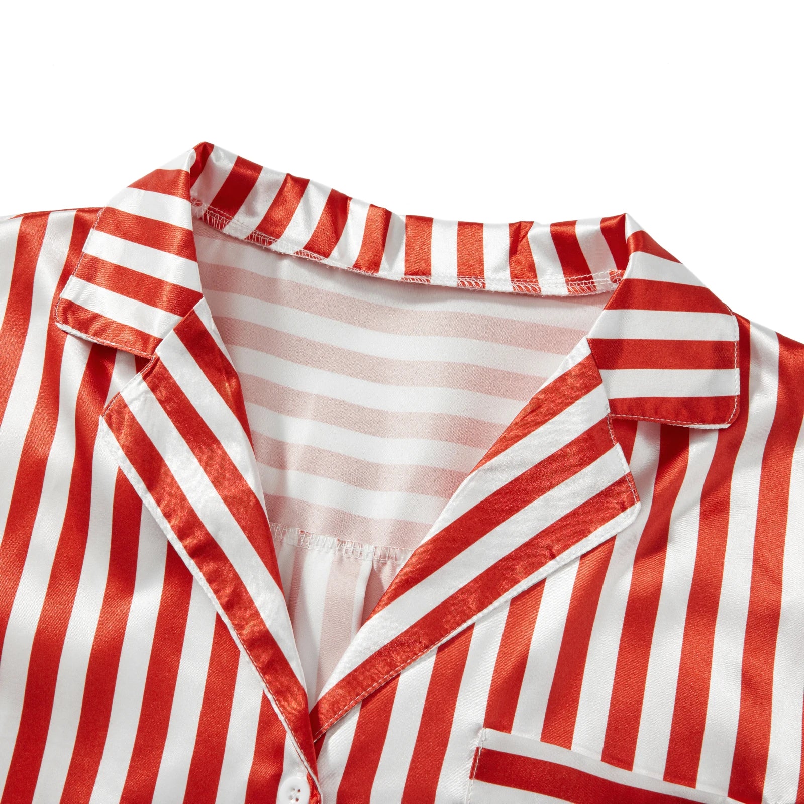 2024 Women Christmas Pajama Sets Striped Long Sleeve Satin Button Shirts with Wide Leg Long Pants Nightwear Sleepwear Loungewear