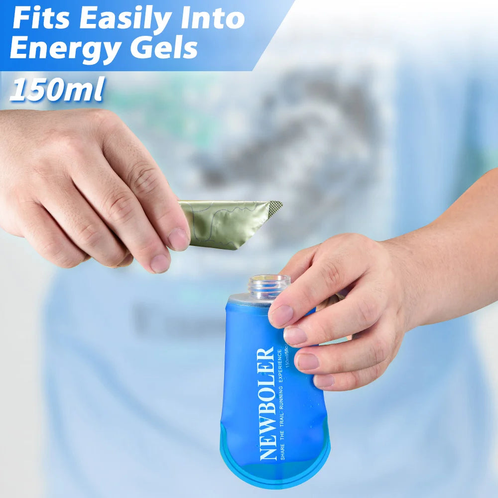 NEWBOLER 150ml 250ml 500ml Water Bottle TPU Folding Soft Flask Outdoor Sport Water Bag Collapsible Water Bottle Running Camping