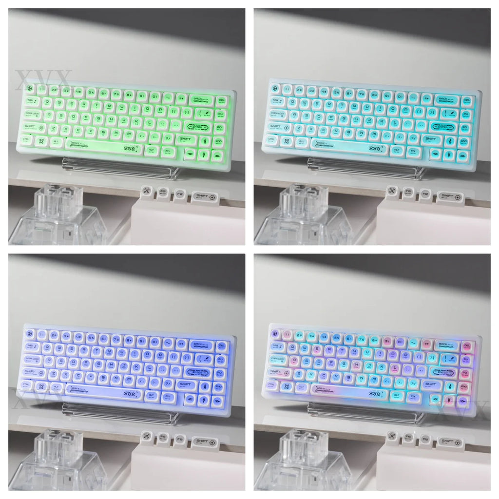 XVX White Shine Through Cats eye MAX Profile Dye-Sub PBT Keycap Set 136-Key