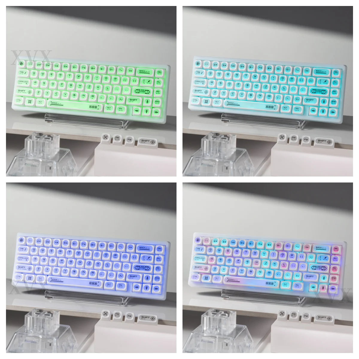 XVX White Shine Through Cats eye MAX Profile Dye-Sub PBT Keycap Set 136-Key