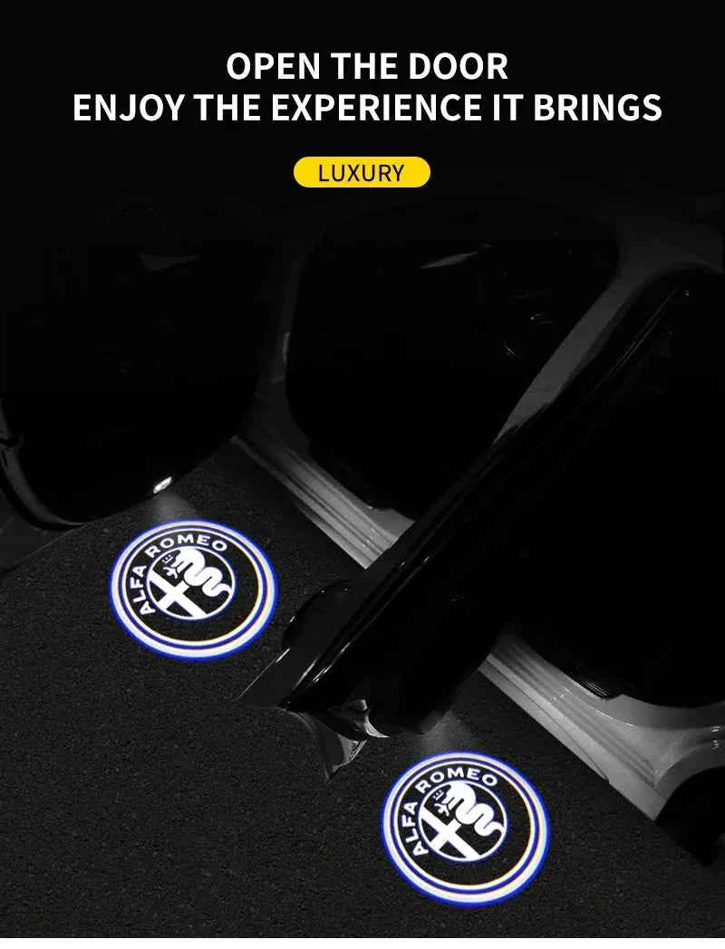 2Pcs Fashion LED Car Door Welcome Light Logo Projector for Alfa Romeo Spider Giulia Giulietta 147 156 159 Mito Stelvio GT Spider