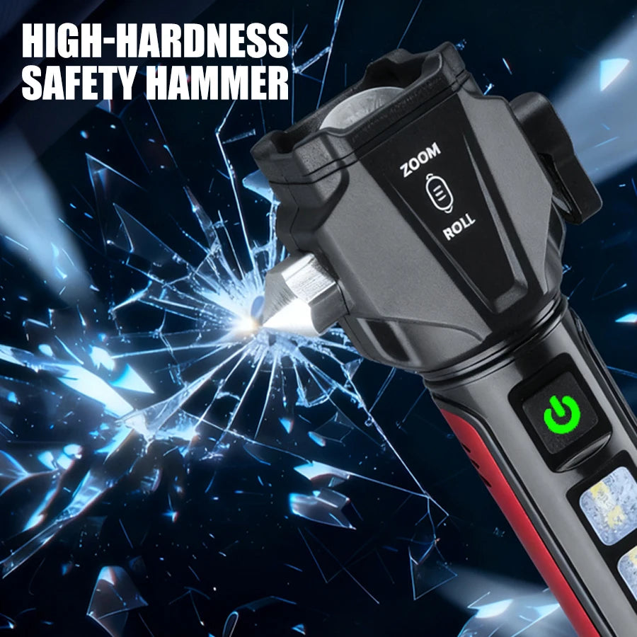 Tactical Led  Flashlight for Emergency Defense,with Safety Hammer, Seatbelt Cutter & Strobe Mode for Emergency Survival & Safety