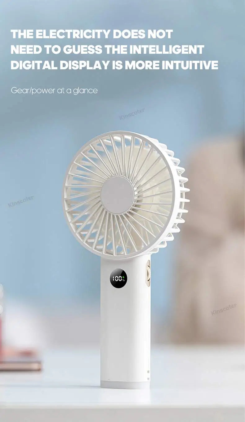 New Handheld Personal Fan Portable Mini USB Hand Fan 3600mAh Rechargeable Mini Fan with Stepless Speed Control Display Nightligh