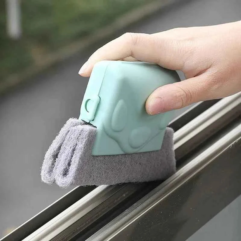 Window Track Cleaning Brush With Fiber Scrubbing Pad