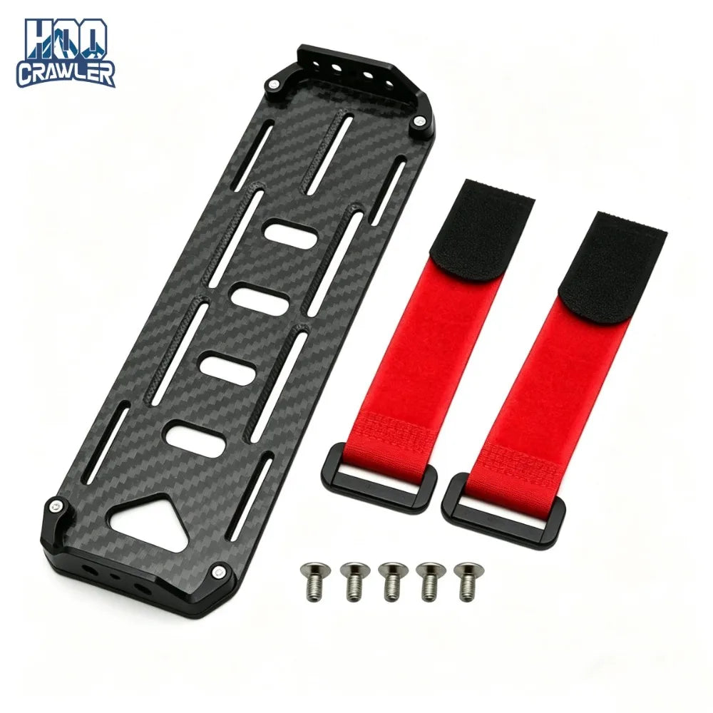 Black Carbon Fiber Battery Mounting Plate for RC Car 1:10 Scale RC Crawler Cars Axial SCX10 CC01 F350 D90 RC4WD Model Toy Part