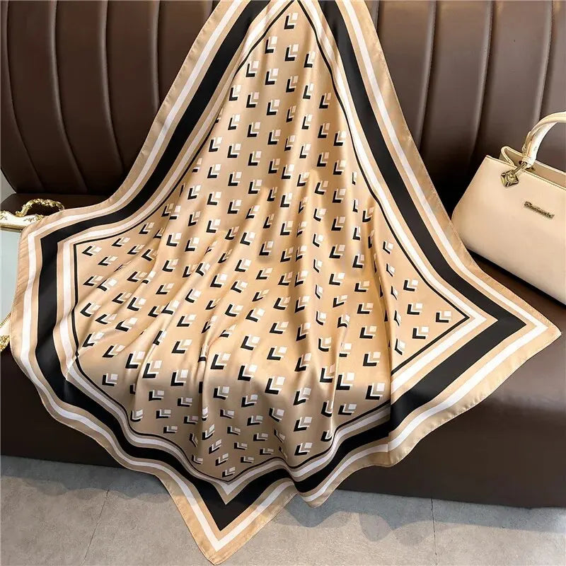 Popular Twill Shawls Europe And America Fashion Bandannas New Print Sunscreen 90cm Kerchief Four Seasons Square Silk Scarves