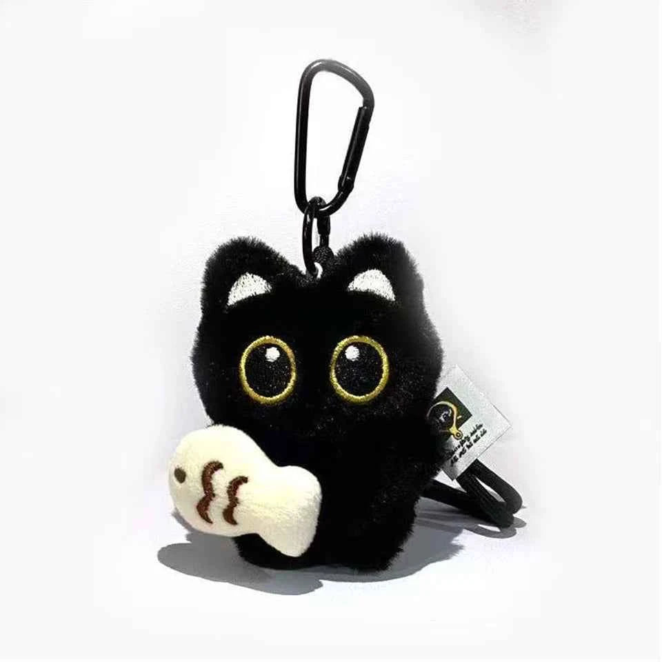 6/1pcs Cute Plush Black Cat Doll Toy Keychain Bag Pendant Charms Kawaii Keyring Accessories For Women Couples Gift