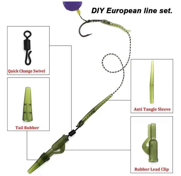 40PCS/lot Carp Fishing Accessories Lead Clip Quick Change Swivel Tail Rubber Anti Tangle Sleeves for Carp Rigs Fishing Tackle