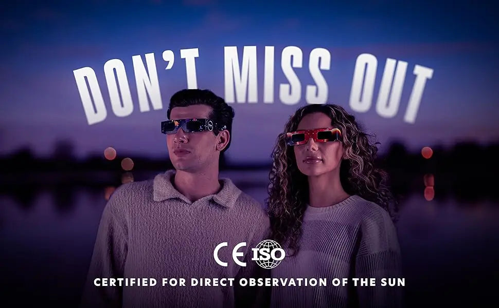 ISO Certified Eclipse Glasses, Paper Frame Solar Viewer, Safe Sun Filter for Solar Eclipse Observation, 6PCS Family Pack, Random