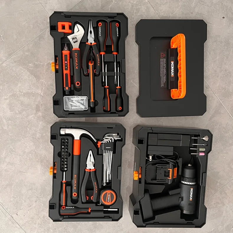 Household Toolbox Set Multi-functional Hand Tool Sets Portable Hardware Woodworking Electrician Toolkit Vehicle Repair Tools