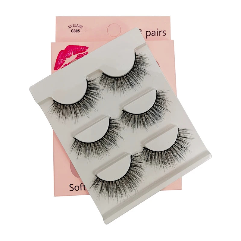 SHIDISHANGPIN 3 pairs 27 styles 3D Faux Mink Hair Soft False Eyelashes Fluffy Wispy Thick Fake Lash Handmade Eyelash Eye Makeup