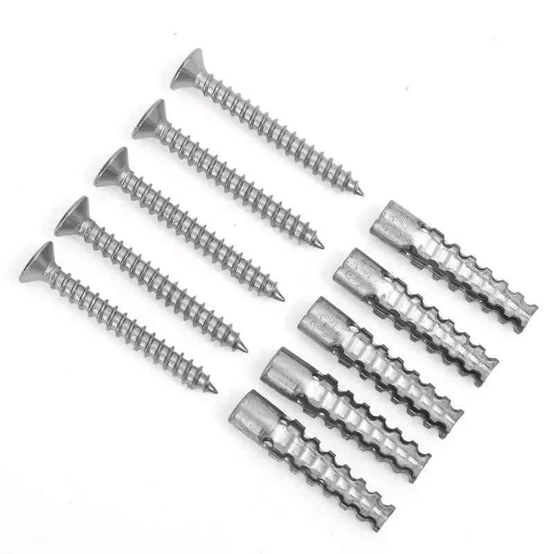 6/8mm Expansion Pipe for Hollow Walls Metal Expansion Screws Kit Self Tapping Screws Pipe Drilling Plug Fastener Bolt Anchors