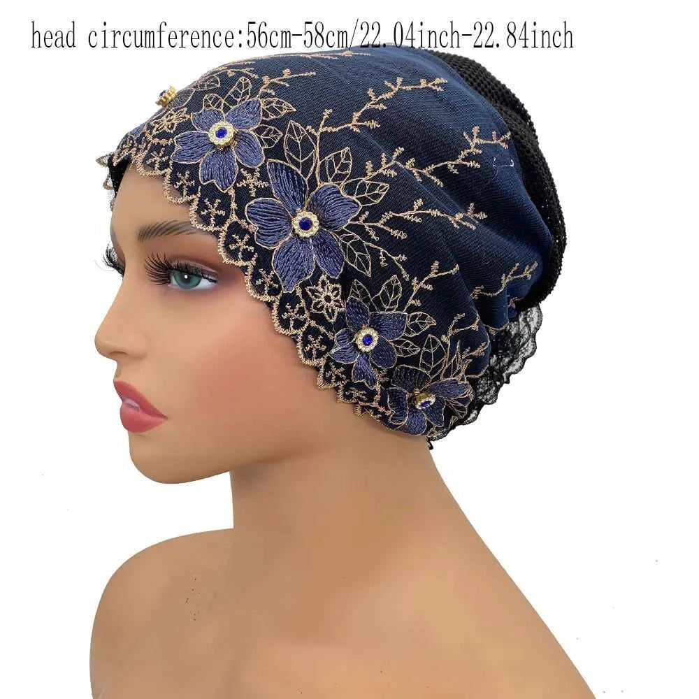 Rhinestone Embroidery Women Head Turban Muslim Female Hat Cancer Chemo Cap African Head Wraps Bonnet