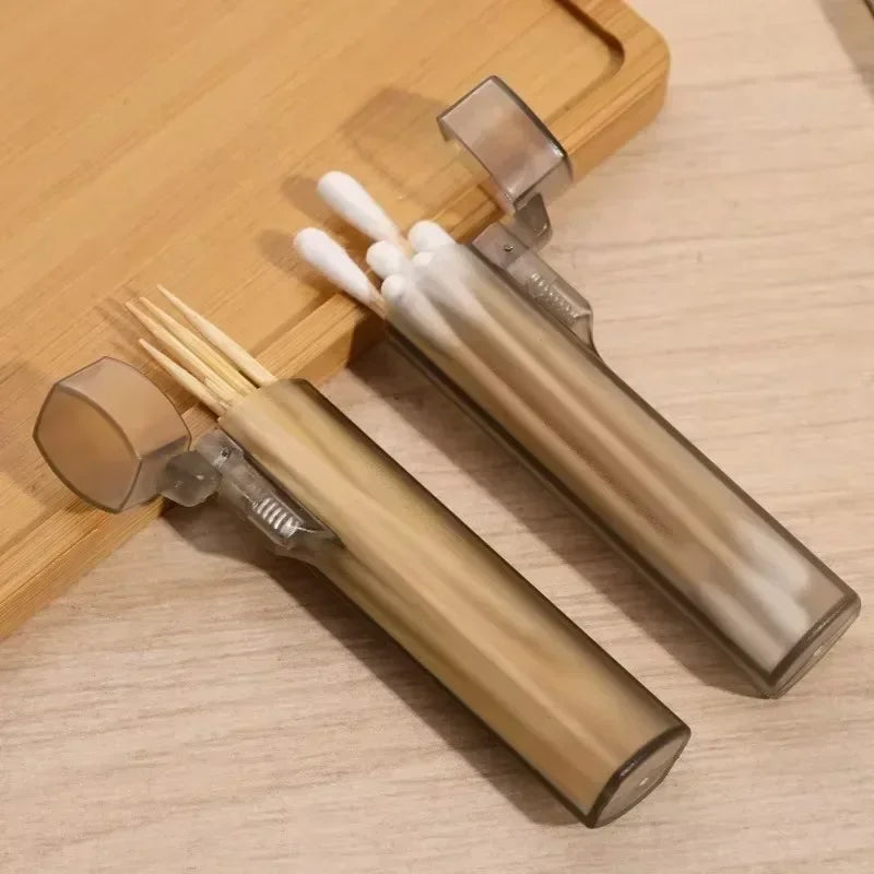 Clear Travel Toothpick Case Reusable Cotton Swab Holder Portable Storage Box