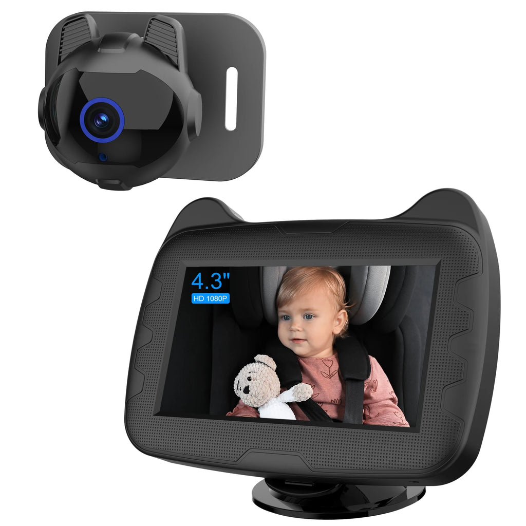 Baby Car Mirror with 4.3" Night Vision Function Display 1080P Safety Car Seat Camera with Wide Crystal Clear View Easily Observe