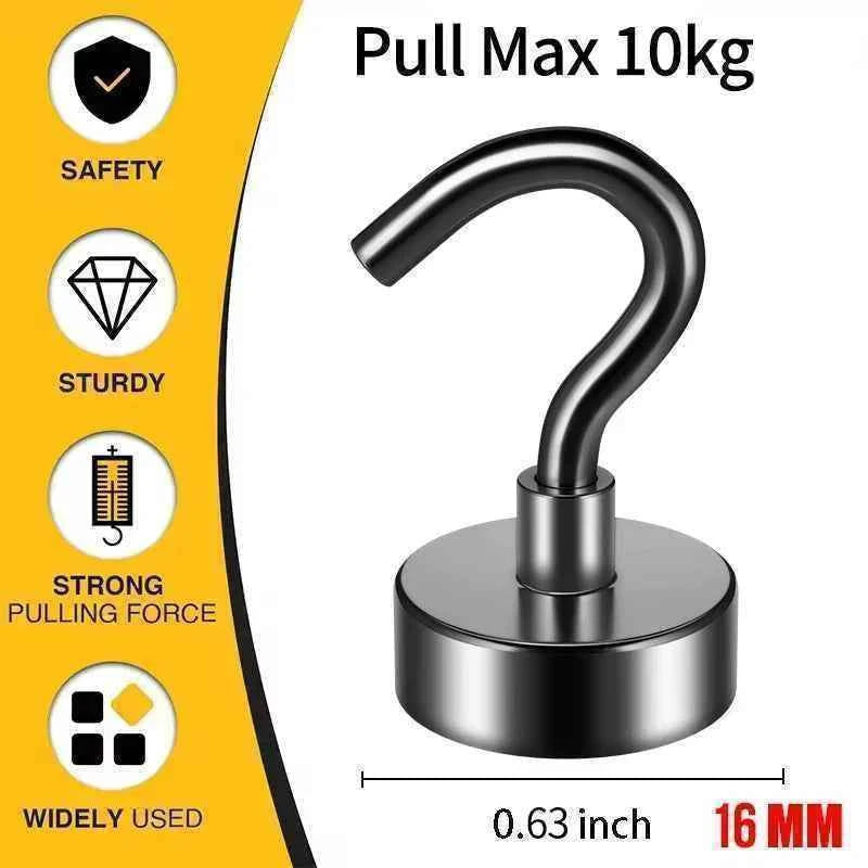 3/6Pcs Magnetic Hooks Heavy Duty, 25 LBS Strong Magnets with Metal Hooks for Refrigerator, Kitchen, Workplace