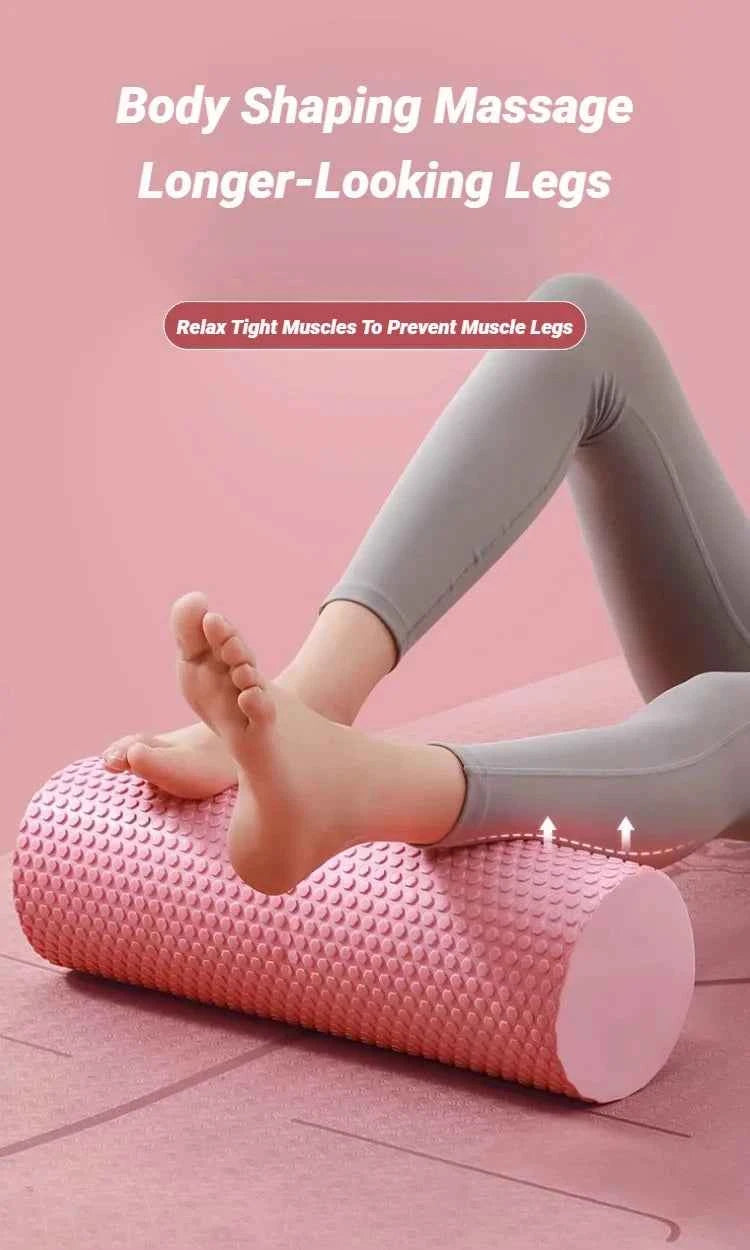 Hexagonal Yoga Roller: Round EVA Foam Cylinder for Pilates & Enhanced Home Workouts (Diameter 9.5cm, Length 29.7cm)