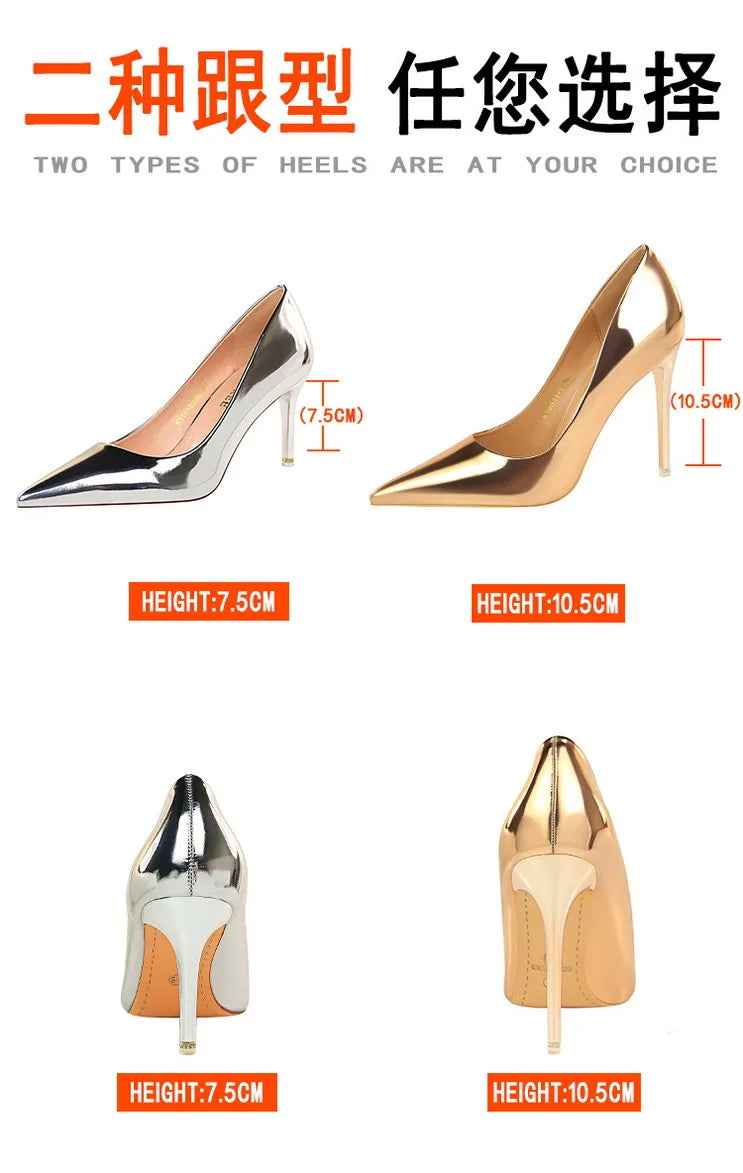 BIGTREE Shoes Classic Pumps Patent Leather Women Pumps Fashion Women Wedding Shoes High Heels Stiletto 10.5 Cm 7.5 Cm Lady Shoes